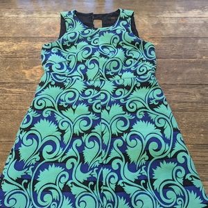 JCrew Blue and Green A-Line Dress